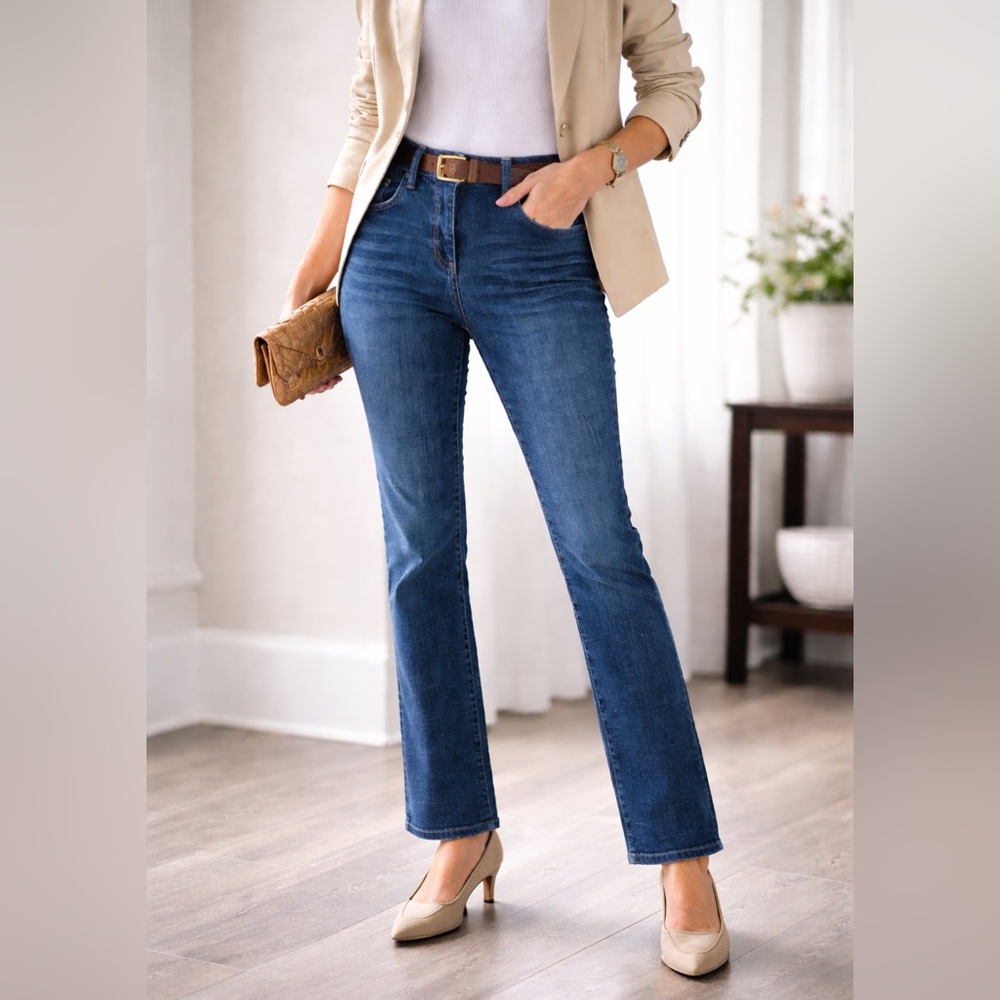 Eileen Fisher Medium Wash Straight Leg Jeans. 
Women’s Size 8